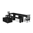 Pemberly Row 6-Piece Acacia Wood Dining Set with Benches in Black