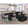 Pemberly Row 6-Piece Acacia Wood Dining Set with Benches in Black