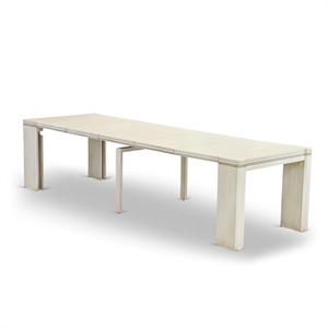 Pemberly Row Wooden Kitchen Table with Removable Leaf in Antique White