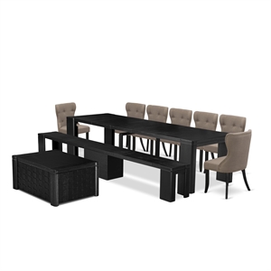 Pemberly Row 10-Piece Dining Set with Extendable Table in Black Finish