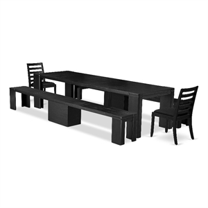 Pemberly Row 5-Piece Dining Set with Extendable Table and Linen Chairs