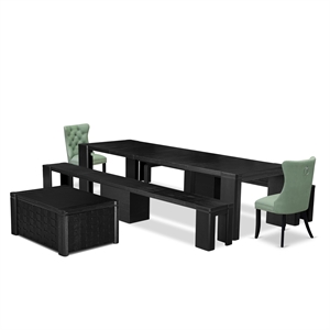 Pemberly Row 6-Piece Wooden Dining Table Set in Black Finish