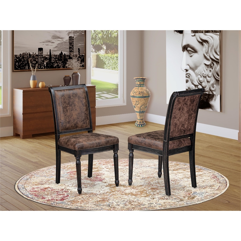 Pemberly Row Parsons Dining Chairs in Sand Blasting Black (Set of 2)