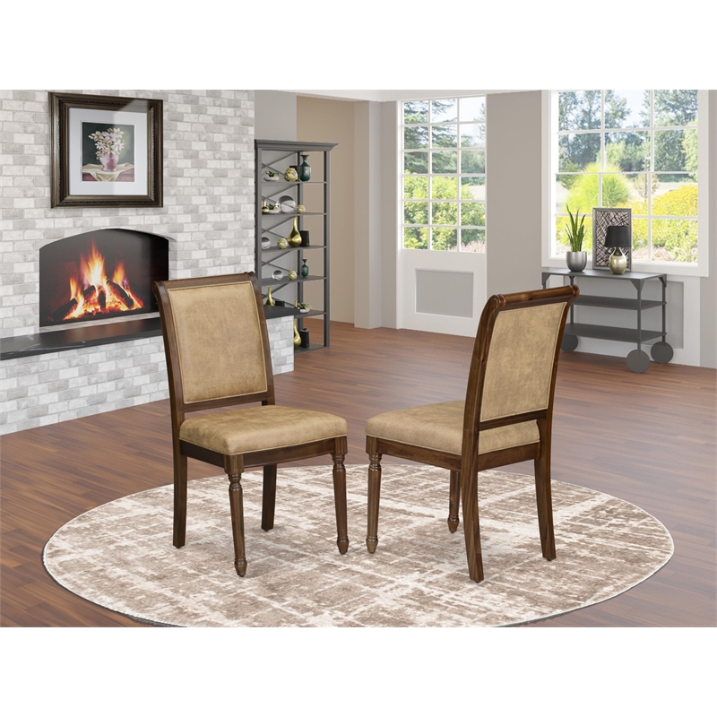 Pemberly Row Parsons Dining Chairs in Antique Walnut (Set of 2)