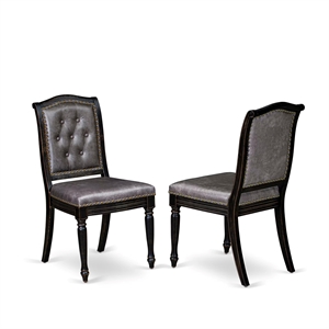 Pemberly Row Parson Dining Chairs in Black Acacia Wood (Set of 2)