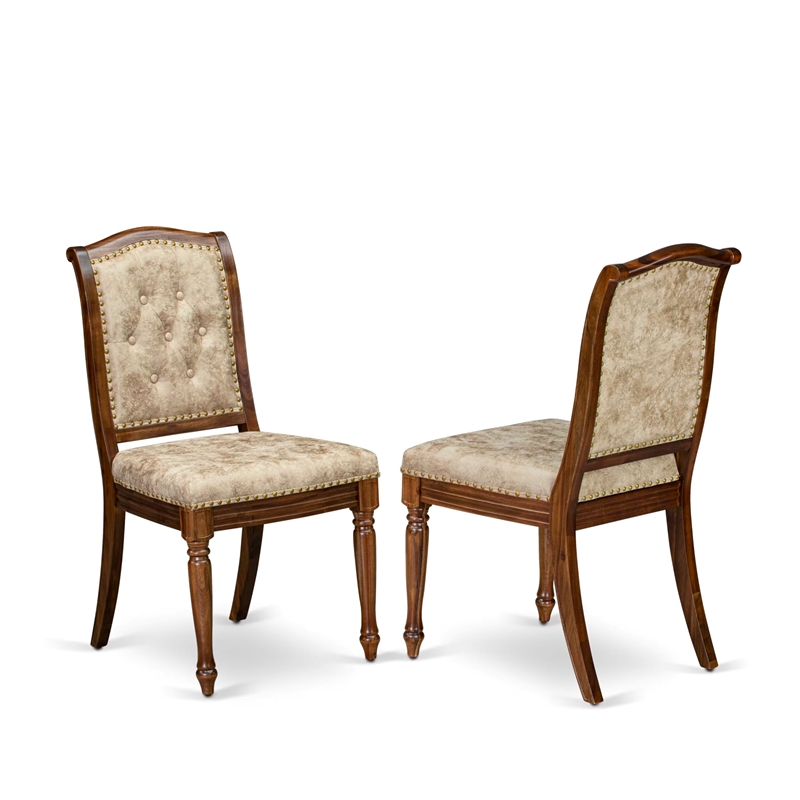Pemberly Row Parson Dining Chairs in Walnut Acacia Wood (Set of 2)