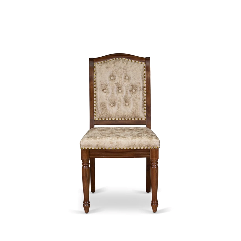 Pemberly Row Parson Dining Chairs in Walnut Acacia Wood (Set of 2)