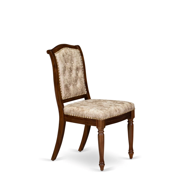 Pemberly Row Parson Dining Chairs in Walnut Acacia Wood (Set of 2)