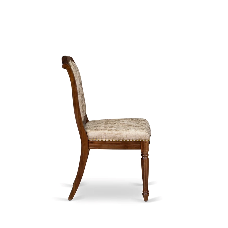 Pemberly Row Parson Dining Chairs in Walnut Acacia Wood (Set of 2)