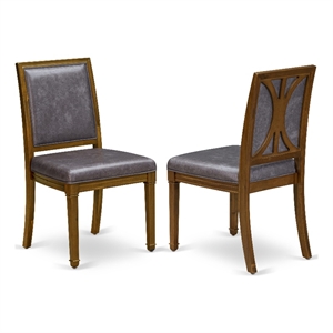 Pemberly Row Parson Dining Chairs in Antique Walnut Acacia Wood (Set of 2)