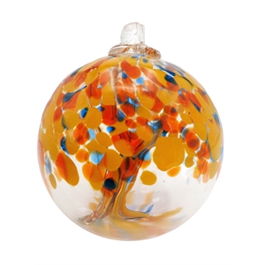 Pemberly Row 4&quot Aura Hand Blown Art Glass Ornament in Orange