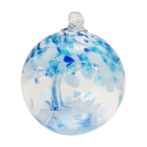 Pemberly Row 4&quot Aqua Hand Blown Art Glass Ornament in Blue