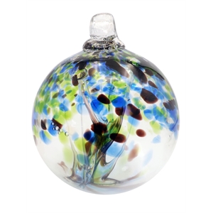 Pemberly Row 4&quot Mystic Hand Blown Art Glass Ornament in Blue