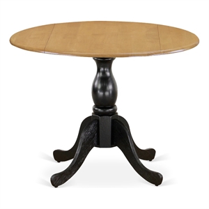 Pemberly Row 42-Inch Round Dining Table with Oak Top & Black Pedestal Base