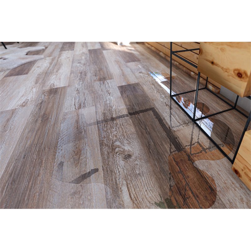 Pemberly Row Traditional Plastic Vinyl Flooring in Taupe Gray