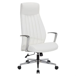 Pemberly Row High-Back Fabric Office Chair with Aluminum Arms & Chrome Base
