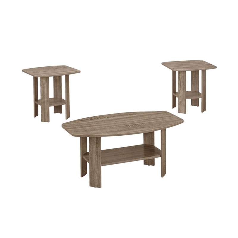 Pemberly Row 3-Piece Coffee Table Set in Dark Taupe Laminate Wood Finish