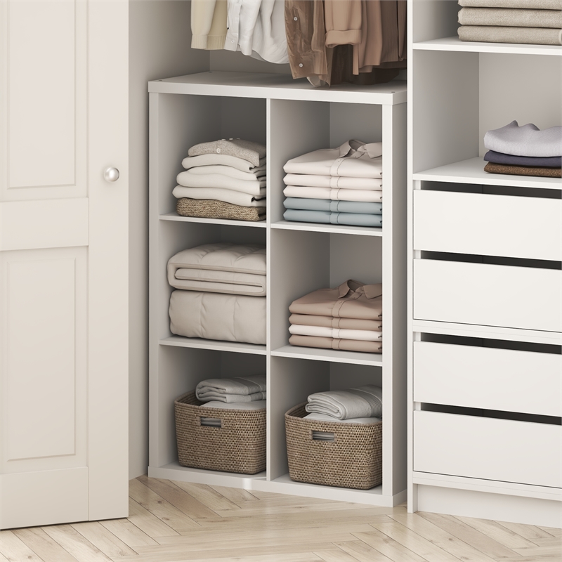 Pemberly Row 6-Cube Thick Frame Closet Organizer in White Engineered Wood