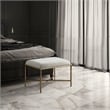 Pemberly Row Upholstered Bench in Cream Chenille Fabric with Brass Frame