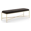 Pemberly Row Upholstered Bench with Brown Chenille Fabric and Brass Finish