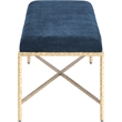 Pemberly Row Upholstered Bench with Navy Chenille Fabric and Brass Finish