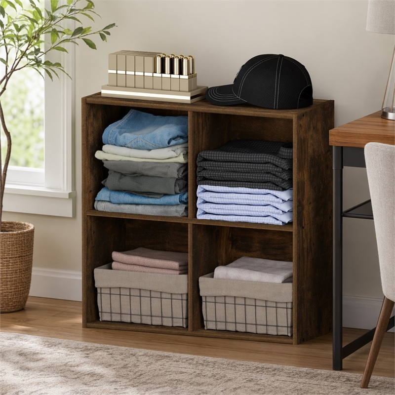 Pemberly Row REED 4-Cube Closet Organizer in Amber Pine