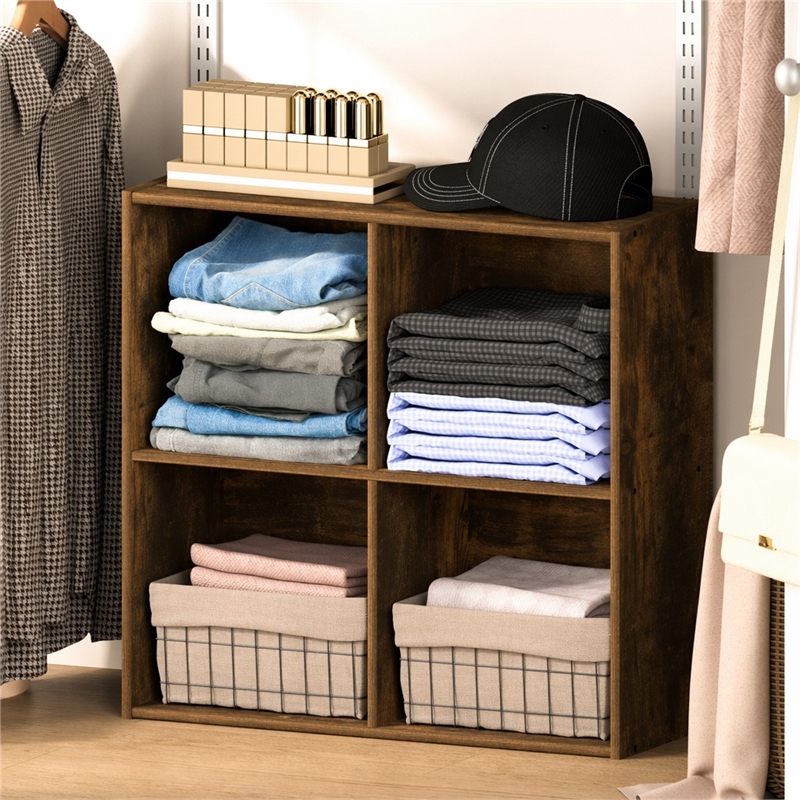 Pemberly Row REED 4-Cube Closet Organizer in Amber Pine