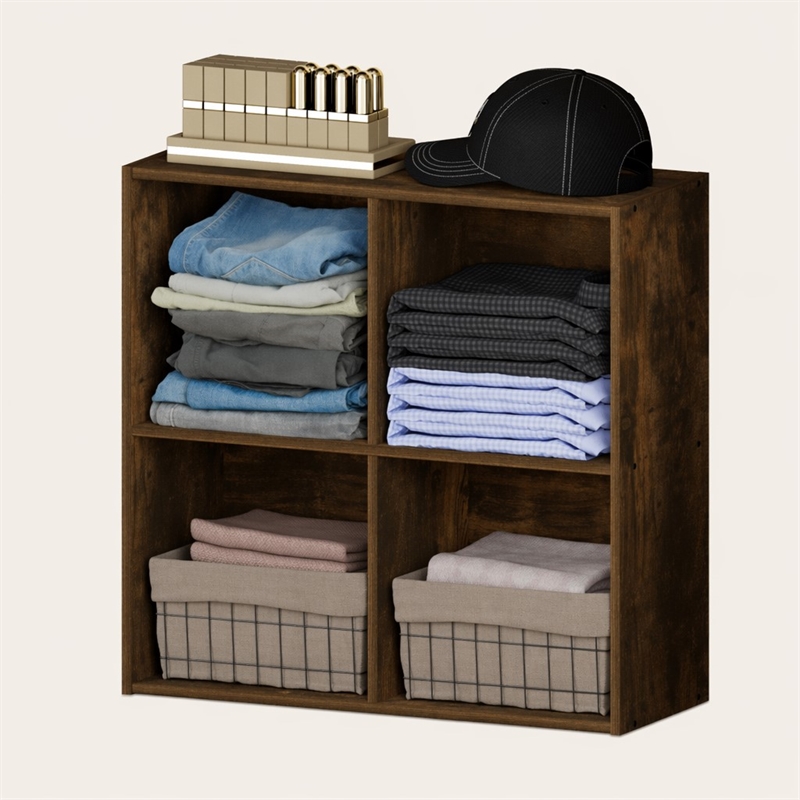 Pemberly Row REED 4-Cube Closet Organizer in Amber Pine