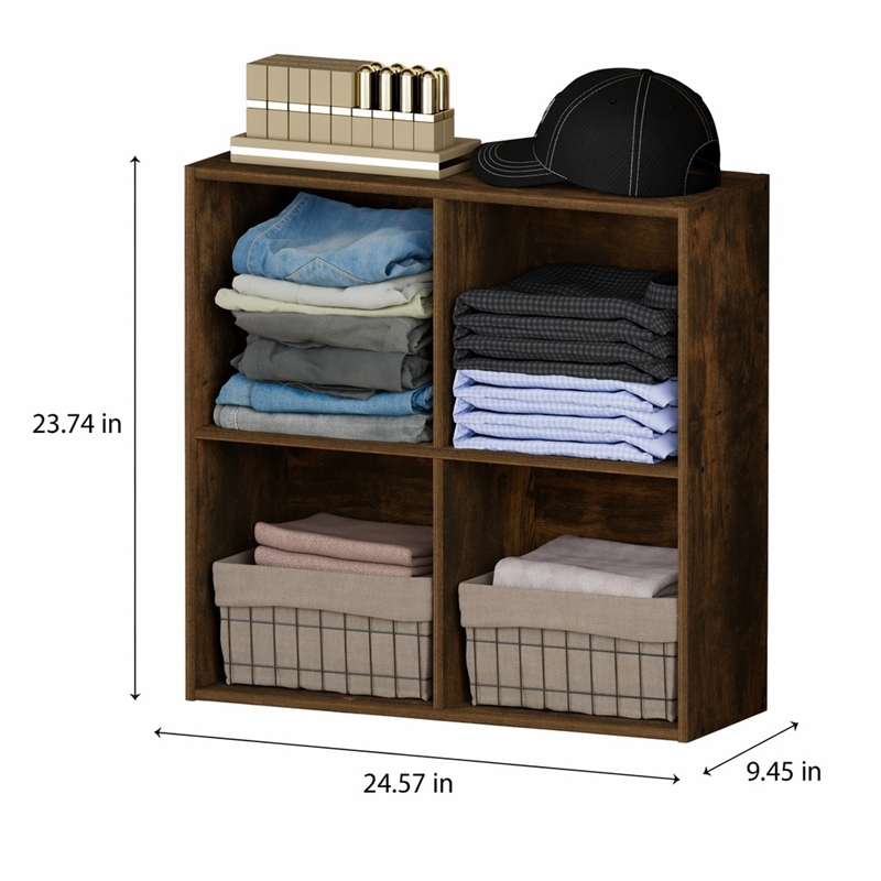 Pemberly Row REED 4-Cube Closet Organizer in Amber Pine