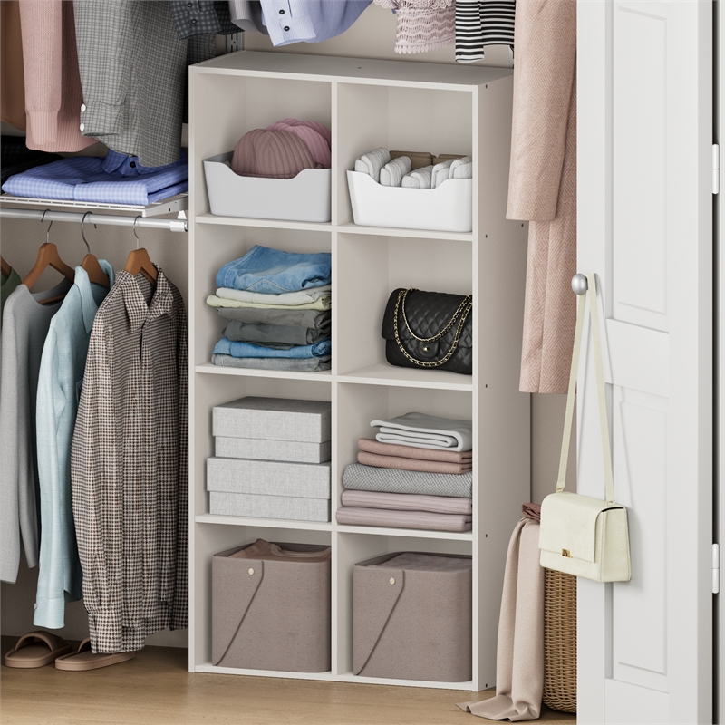 Pemberly Row 8-Cube Closet Organizer in White with Open Shelves