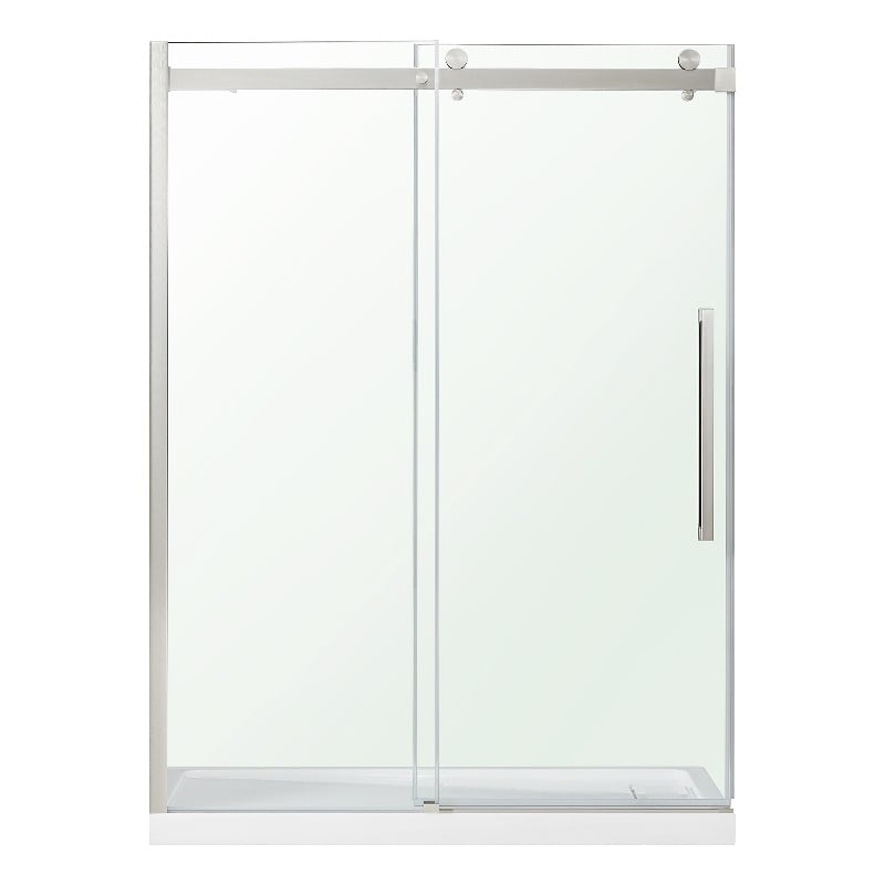 Pemberly Row Brushed Nickel Alcove Shower Kit measuring 32