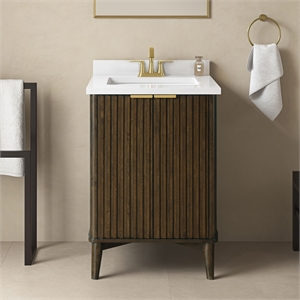 Pemberly Row 24&quot Single Sink Freestanding Dark Walnut Bathroom Vanity