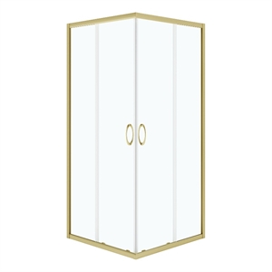 pemberly row 34&quotx34&quotx73&quot square corner shower door in gold with clear glass