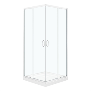 Pemberly Row 36&quotx36&quotx73&quot 2-Piece Square Corner Shower Kit in Chrome