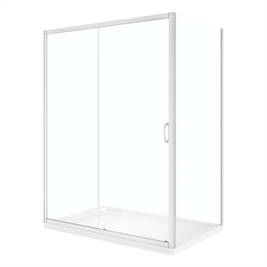 Pemberly Row 60&quotx32&quotx72.83&quot 3-Piece Acrylic Sliding Shower Kit in Nickel