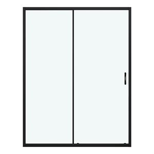 Pemberly Row 58&quot Alcove Clear Glass Sliding Shower Door in Matte Black