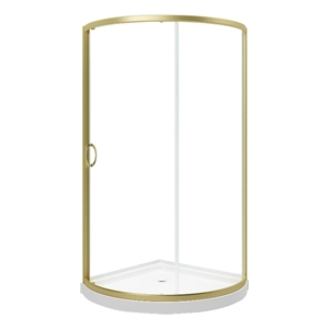 Pemberly Row 40&quotx40&quotx72.83&quot 2-Piece Round Corner Shower Kit in Gold