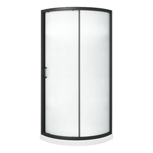 Pemberly Row 35&quotx35&quotx73&quot 3-Piece Round Shower Kit in Black Frosted