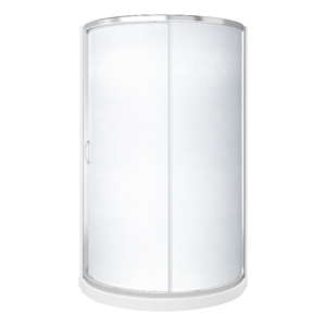 Pemberly Row 40&quotx40&quotx73&quot 3-Piece Round Shower Kit in Chrome Frosted