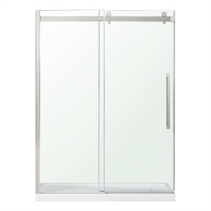 Pemberly Row Brushed Nickel Alcove Shower Kit measuring 36&quotx60&quotx81 in.