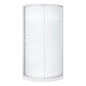 Pemberly Row 33&quotx33&quotx73&quot 3-Piece Round Shower Kit in Nickel Frosted