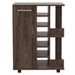 Pemberly Row Mobile Bar Cart with Wine Storage and Casters in Brown