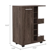 Pemberly Row Mobile Bar Cart with Wine Storage and Casters in Brown