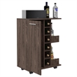 Pemberly Row Mobile Bar Cart with Wine Storage and Casters in Brown