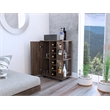 Pemberly Row Mobile Bar Cart with Wine Storage and Casters in Brown