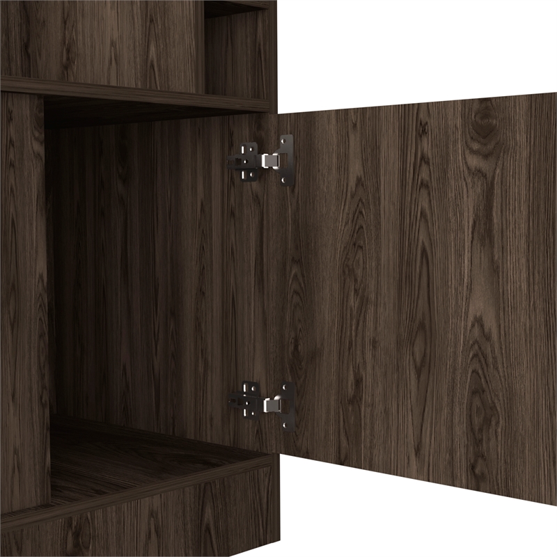 Pemberly Row Corner Bar and Wine Cabinet with Rack in Weathered Oak