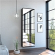 Pemberly Row Wall Mounted Shoe Rack with Mirror in Black Wengue