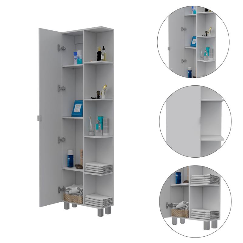 Pemberly Row Tall Corner Storage Cabinet with Shelves 62in High in White
