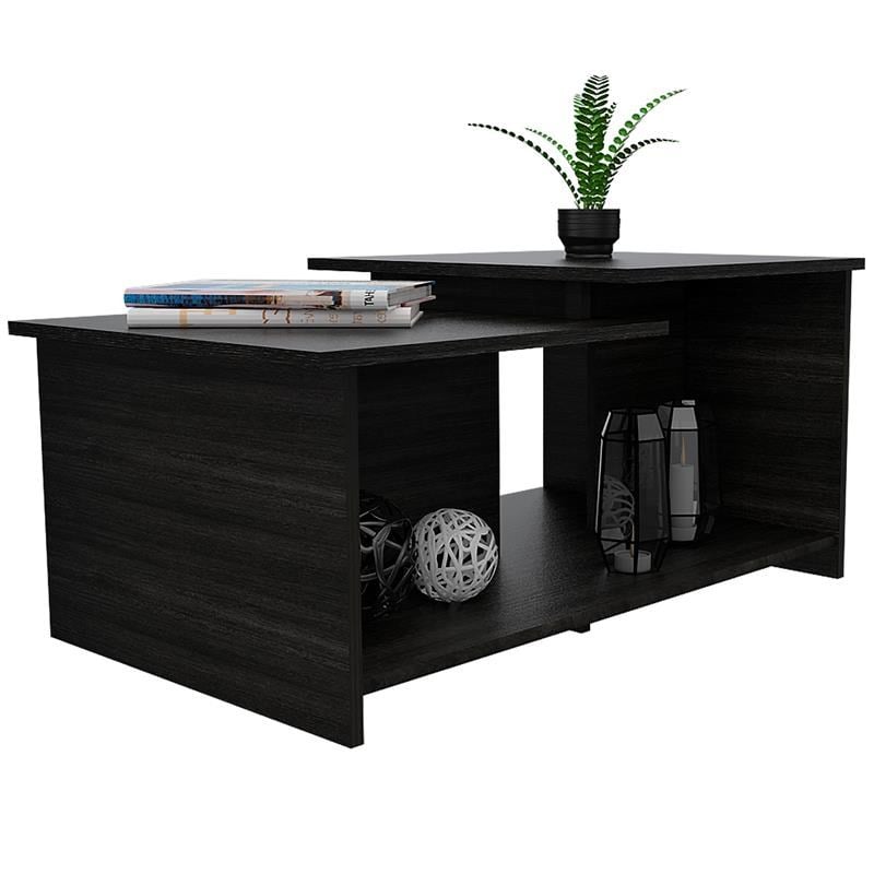 Pemberly Row Modern Two Tier Coffee Table in Espresso Brown Finish
