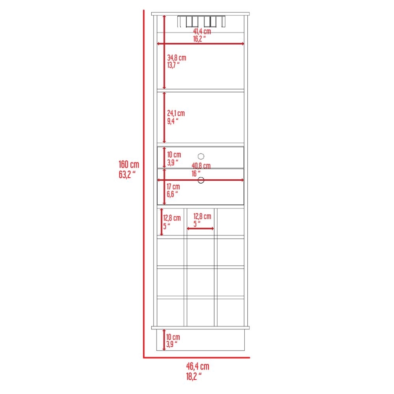 Pemberly Row Classic Wine Bar Cabinet with Storage 63.2in High in Black